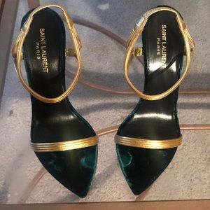Saint Laurent. leather-trim velvet sandals